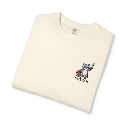 Printify T-Shirt Ivory / S Huzzah Raccoon Embroidery T-Shirt - Comfort Colors