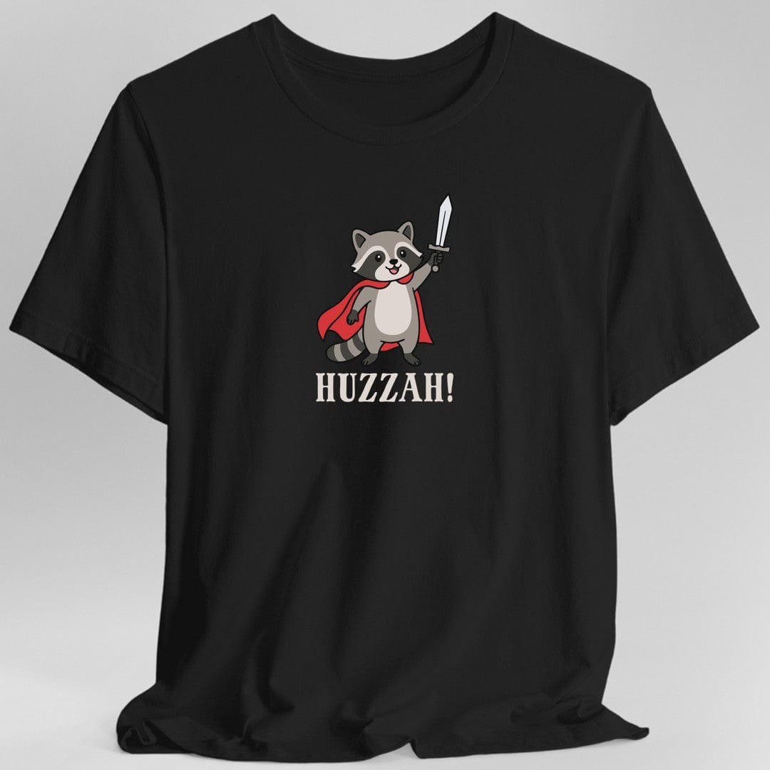 Printify T-Shirt Black / S Huzzah Raccoon T-Shirt
