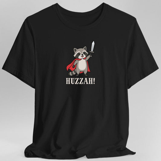 Printify T-Shirt Black / S Huzzah Raccoon T-Shirt