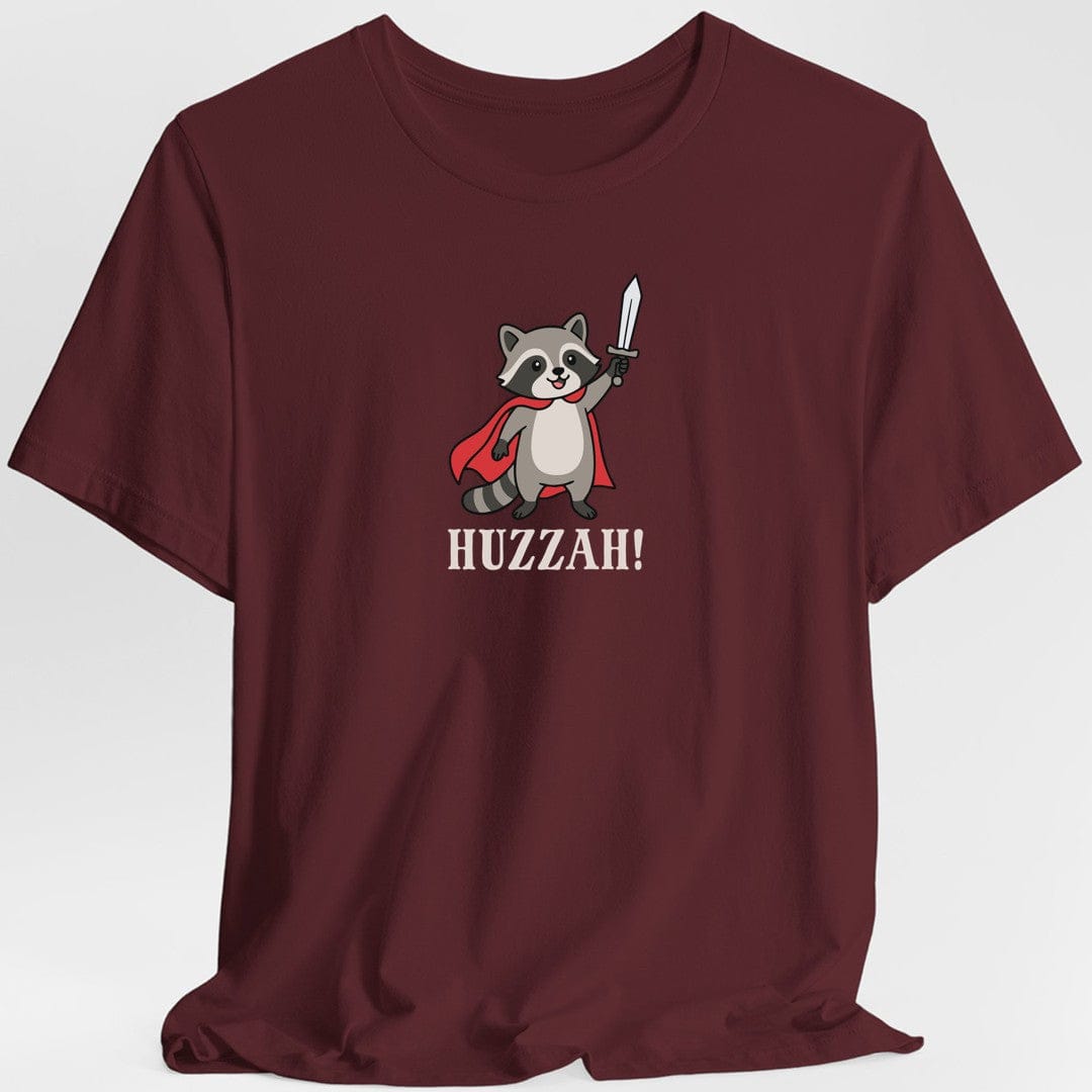 Printify T-Shirt Maroon / S Huzzah Raccoon T-Shirt