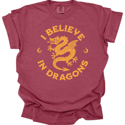Printify T-Shirt Chili / S I Believe in Dragons Shirt - Comfort Colors