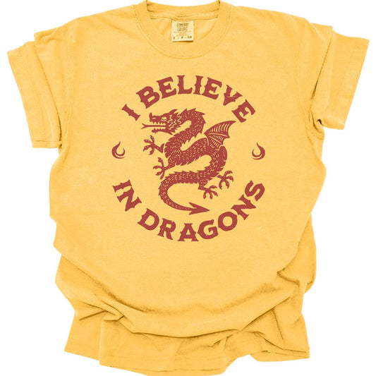 Printify T-Shirt Citrus / S I Believe in Dragons Shirt - Comfort Colors
