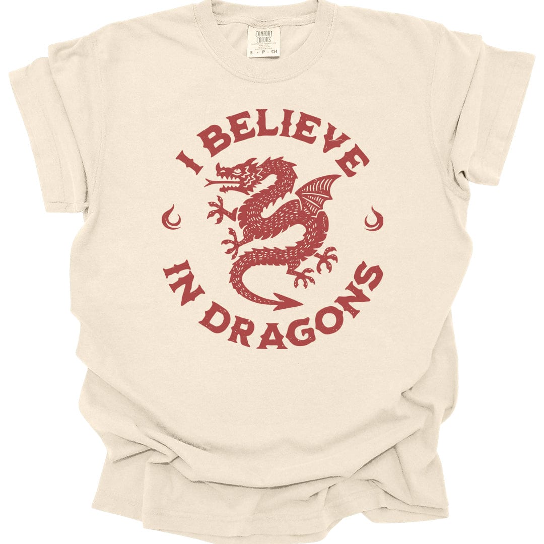 Printify T-Shirt Ivory / S I Believe in Dragons Shirt - Comfort Colors