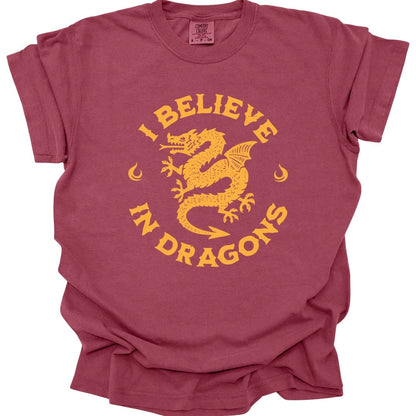 The same I Believe in Dragons design, on a chili t-shirt.