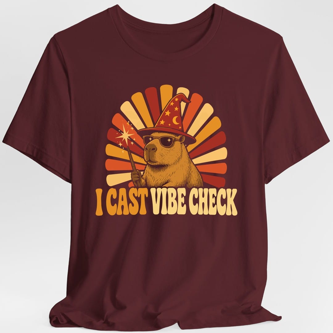 Printify T-Shirt Maroon / S I Cast Vibe Check Groovy T-Shirt