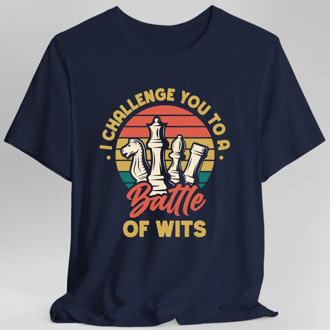 Printify T-Shirt Navy / S I Challenge You to a Battle of Wits Funny Chess T-Shirt
