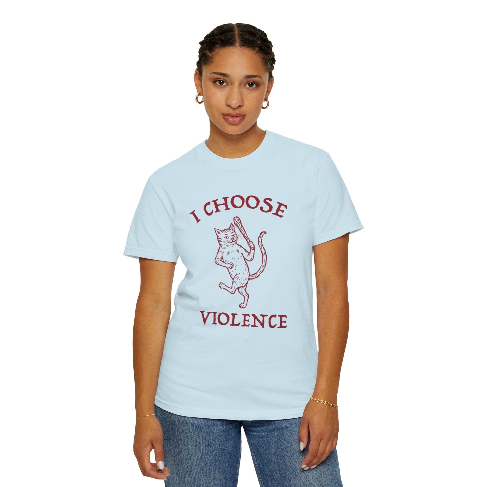 Printify T-Shirt I Choose Violence Cat T-Shirt - Comfort Colors