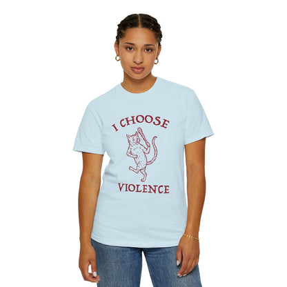 Printify T-Shirt I Choose Violence Cat T-Shirt - Comfort Colors