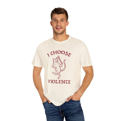 Printify T-Shirt I Choose Violence Cat T-Shirt - Comfort Colors