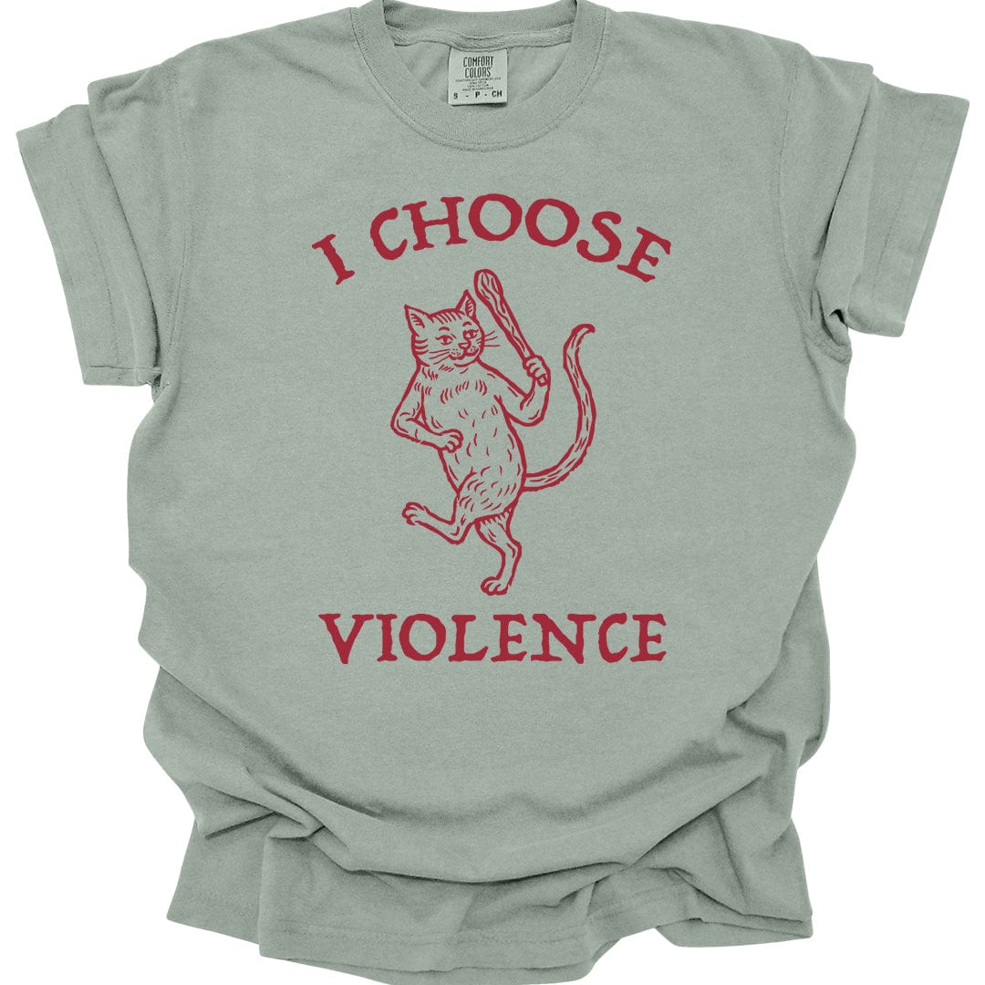 Printify T-Shirt Bay / S I Choose Violence Cat T-Shirt - Comfort Colors