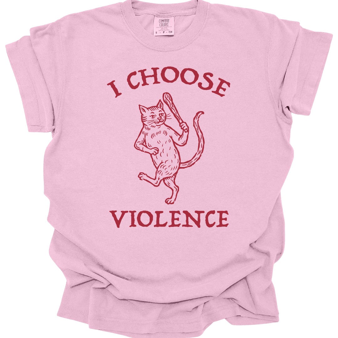 Printify T-Shirt Blossom / S I Choose Violence Cat T-Shirt - Comfort Colors
