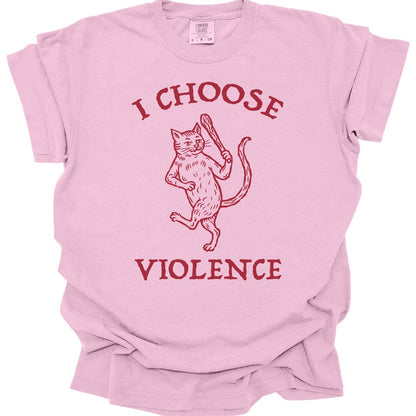 Printify T-Shirt Blossom / S I Choose Violence Cat T-Shirt - Comfort Colors