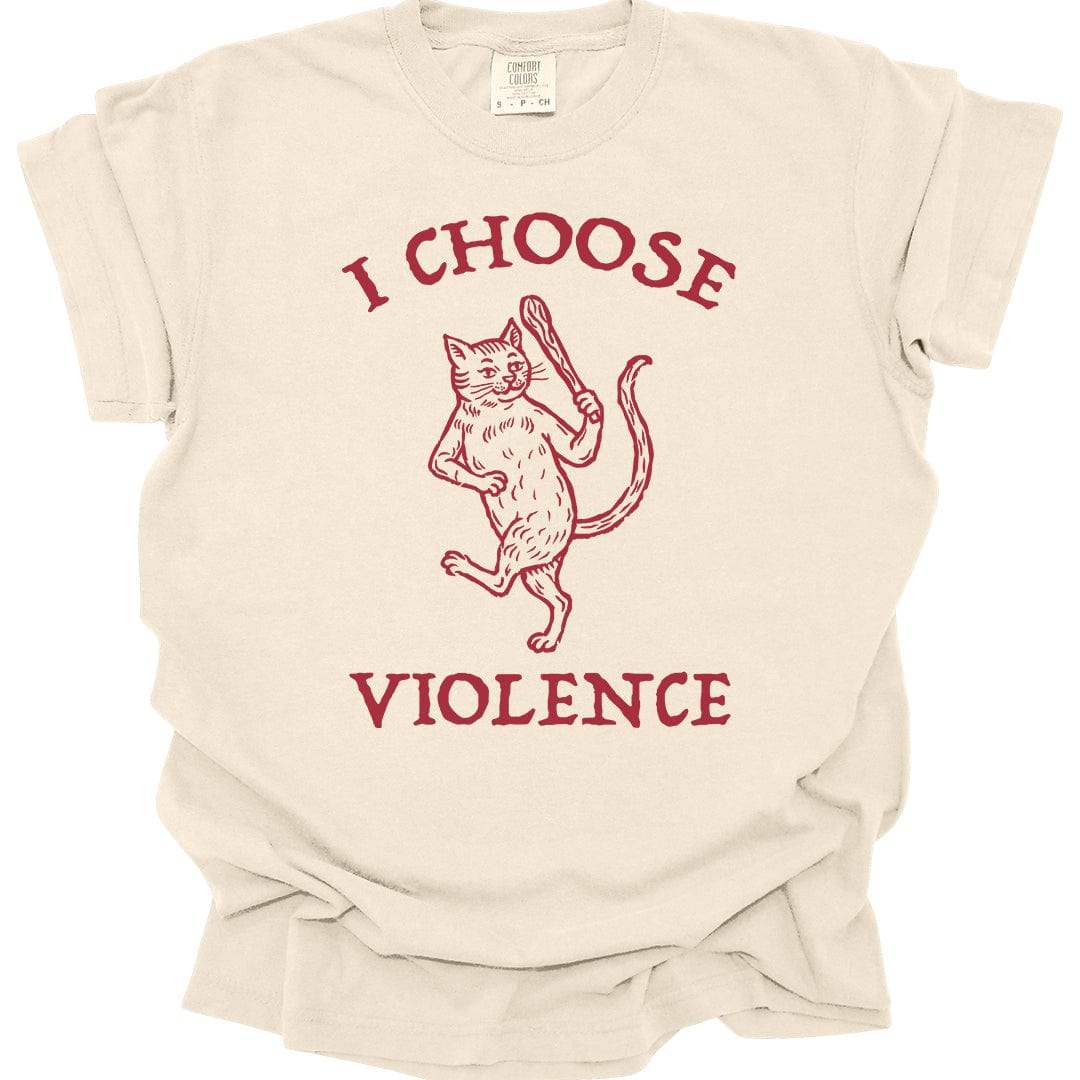 Printify T-Shirt Ivory / S I Choose Violence Cat T-Shirt - Comfort Colors