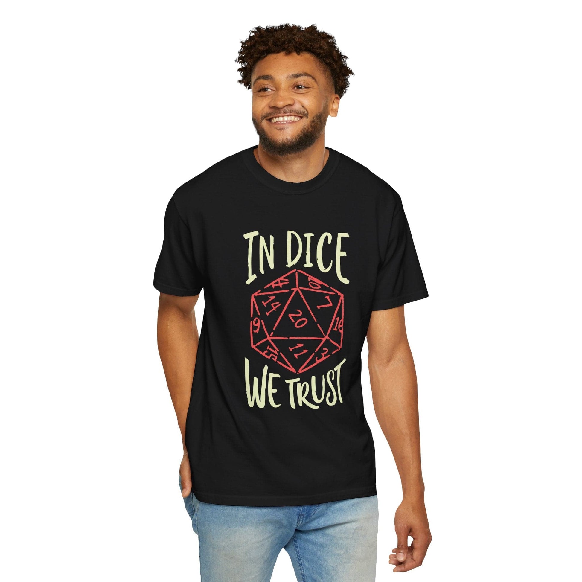 Printify T-Shirt In Dice We Trust DnD T-Shirt - Comfort Colors