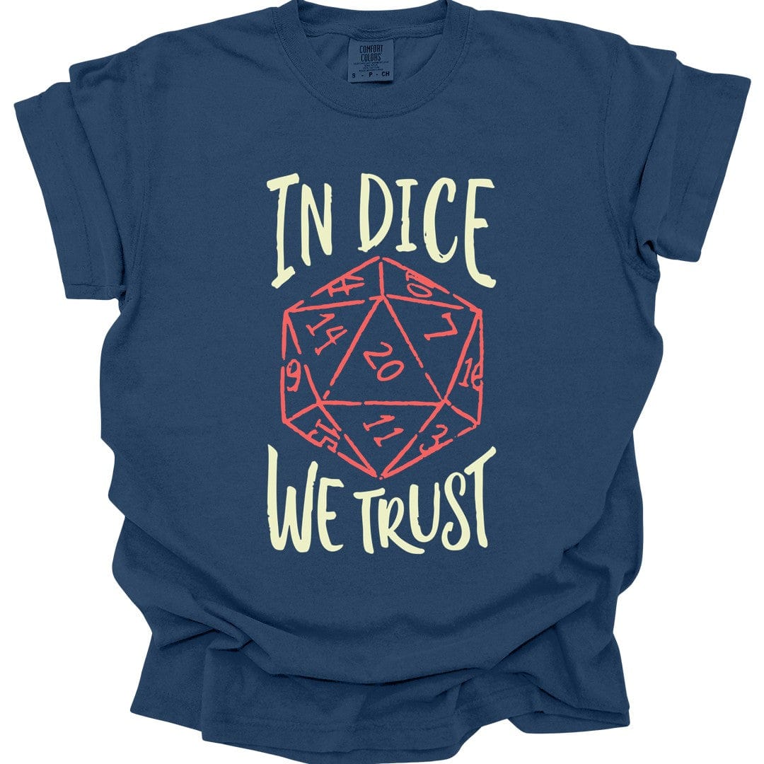 Printify T-Shirt True Navy / S In Dice We Trust DnD T-Shirt - Comfort Colors