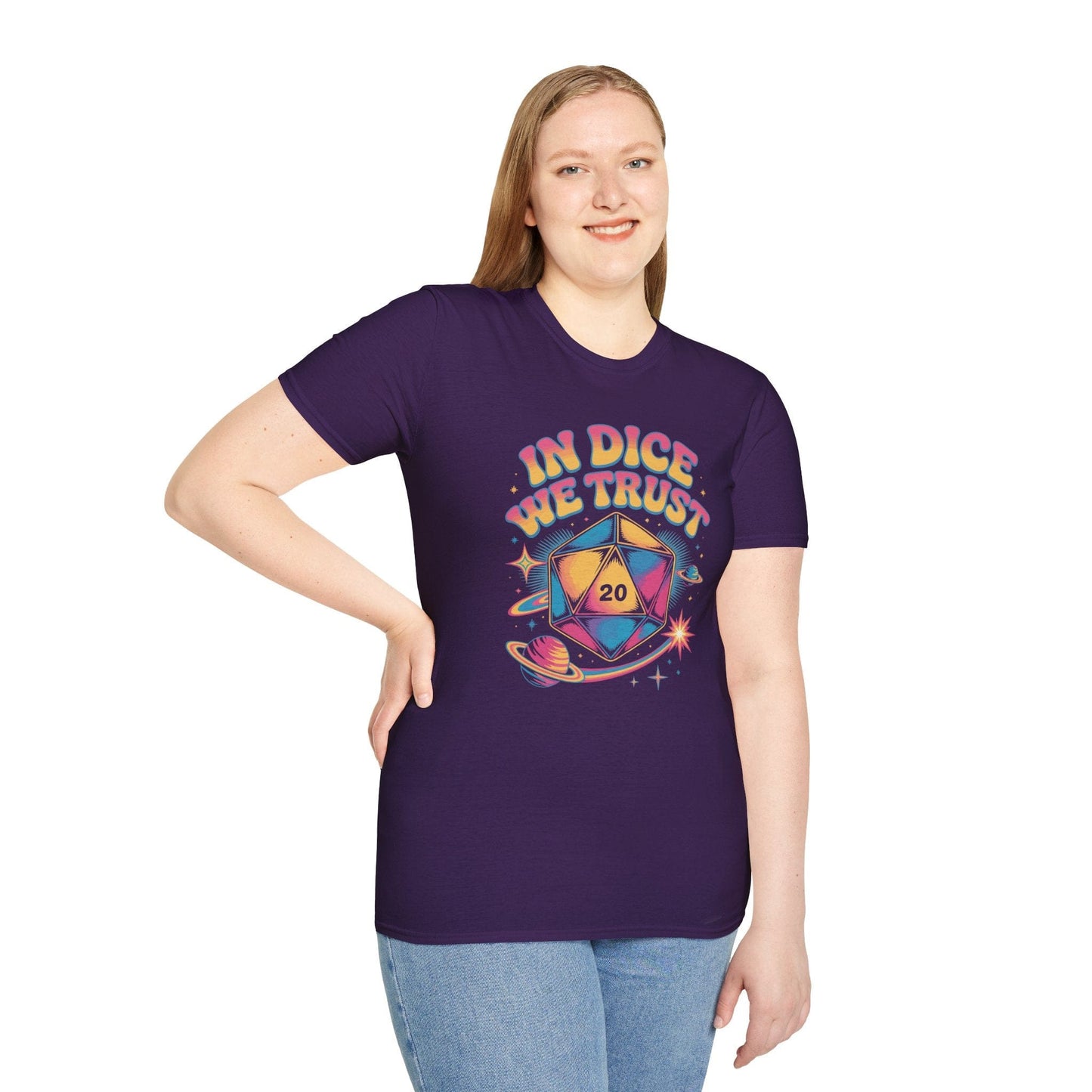 Printify T-Shirt In Dice We Trust Psychedelic D20 T-Shirt