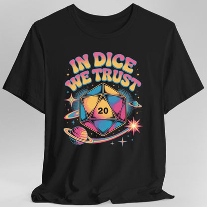 Printify T-Shirt Black / S In Dice We Trust Psychedelic D20 T-Shirt