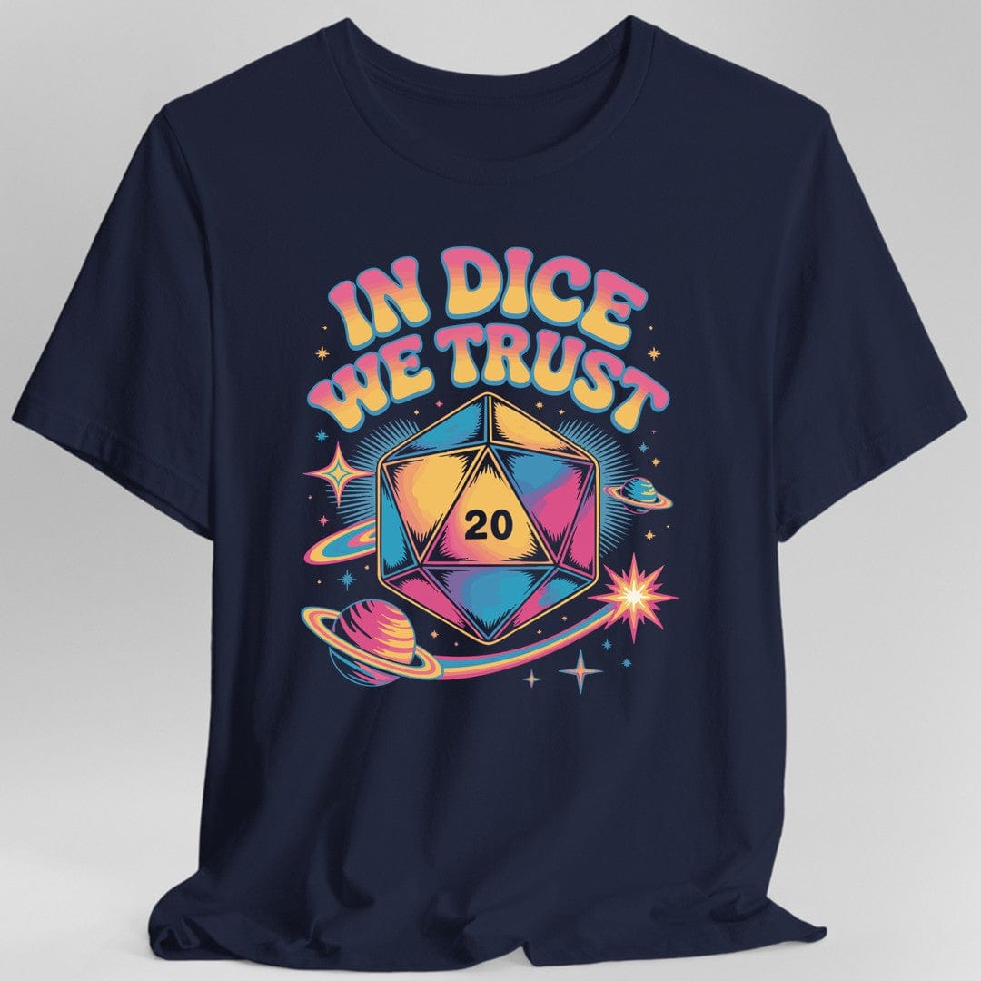 Printify T-Shirt Navy / S In Dice We Trust Psychedelic D20 T-Shirt