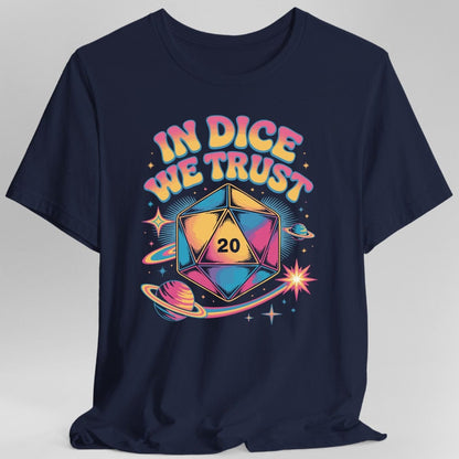 Printify T-Shirt Navy / S In Dice We Trust Psychedelic D20 T-Shirt
