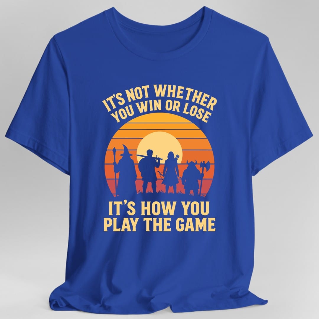 The same How you play the game design, on a royal t-shirt.