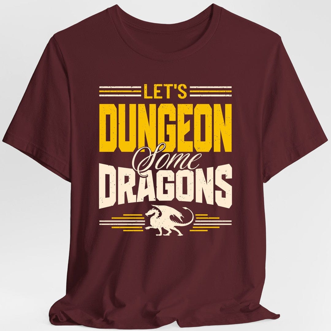 Printify T-Shirt Maroon / S Let's Dungeon Some Dragons D&D Shirt