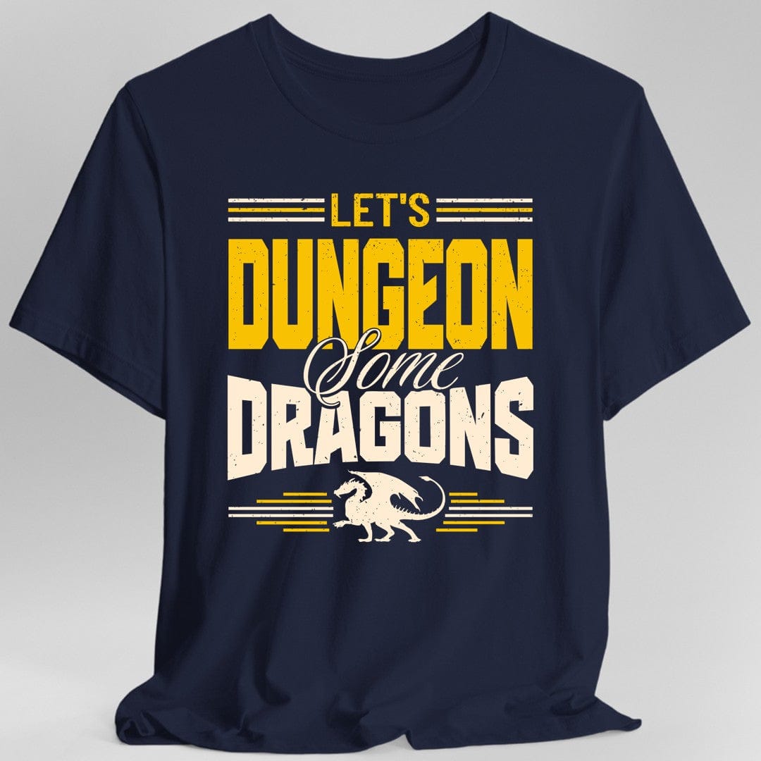 Printify T-Shirt Navy / S Let's Dungeon Some Dragons D&D Shirt