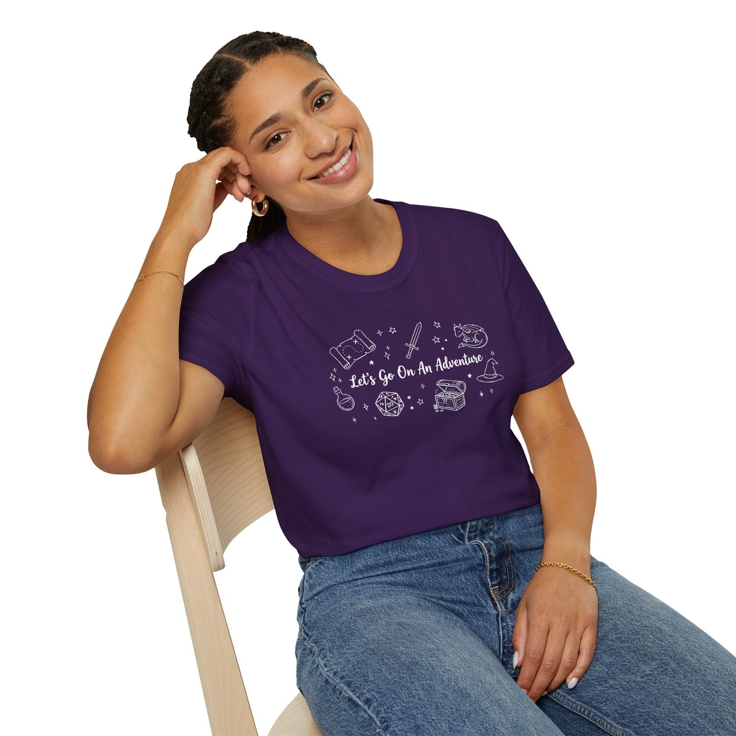 Printify T-Shirt Let's Go On An Adventure D&D T-Shirt