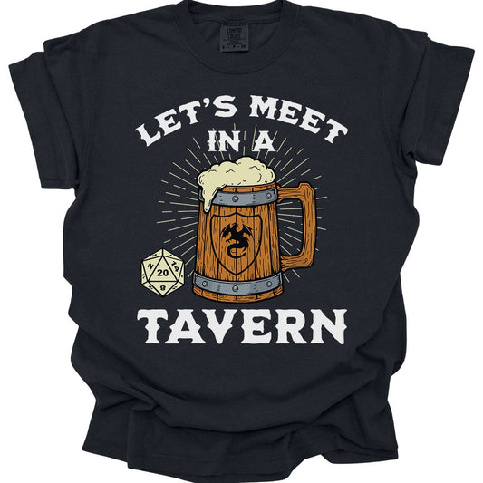Printify T-Shirt Black / S Let's Meet in a Tavern D&D Shirt - Comfort Colors
