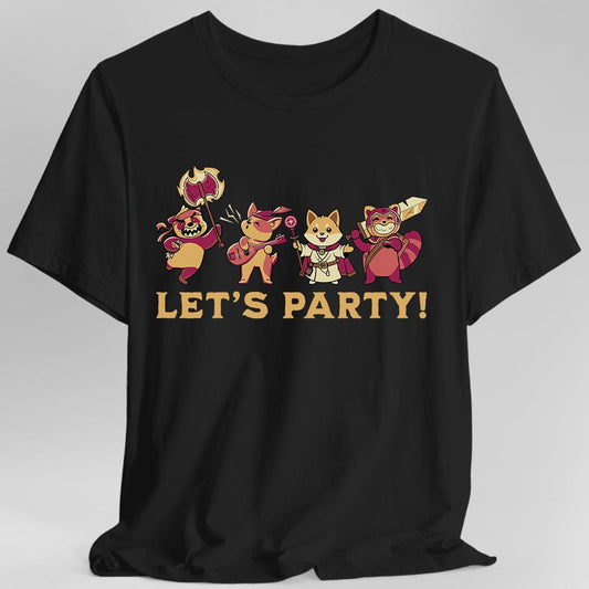 Printify T-Shirt Black / S Let’s Party – Cute D&D Adventuring Party T-Shirt