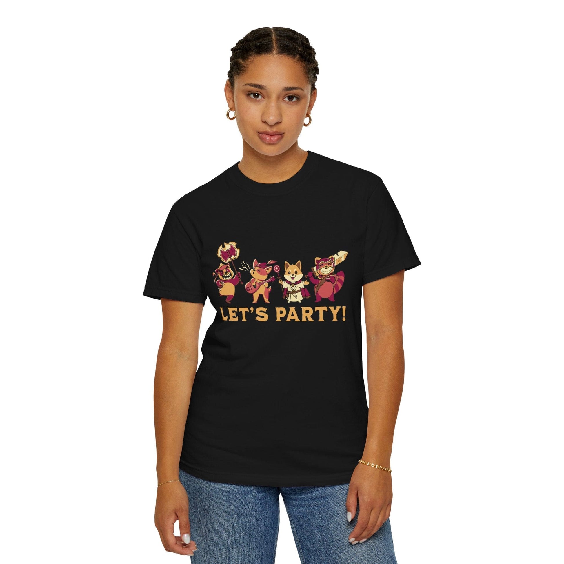 Printify T-Shirt Let’s Party – Cute D&D Adventuring Party T-Shirt - Comfort Colors