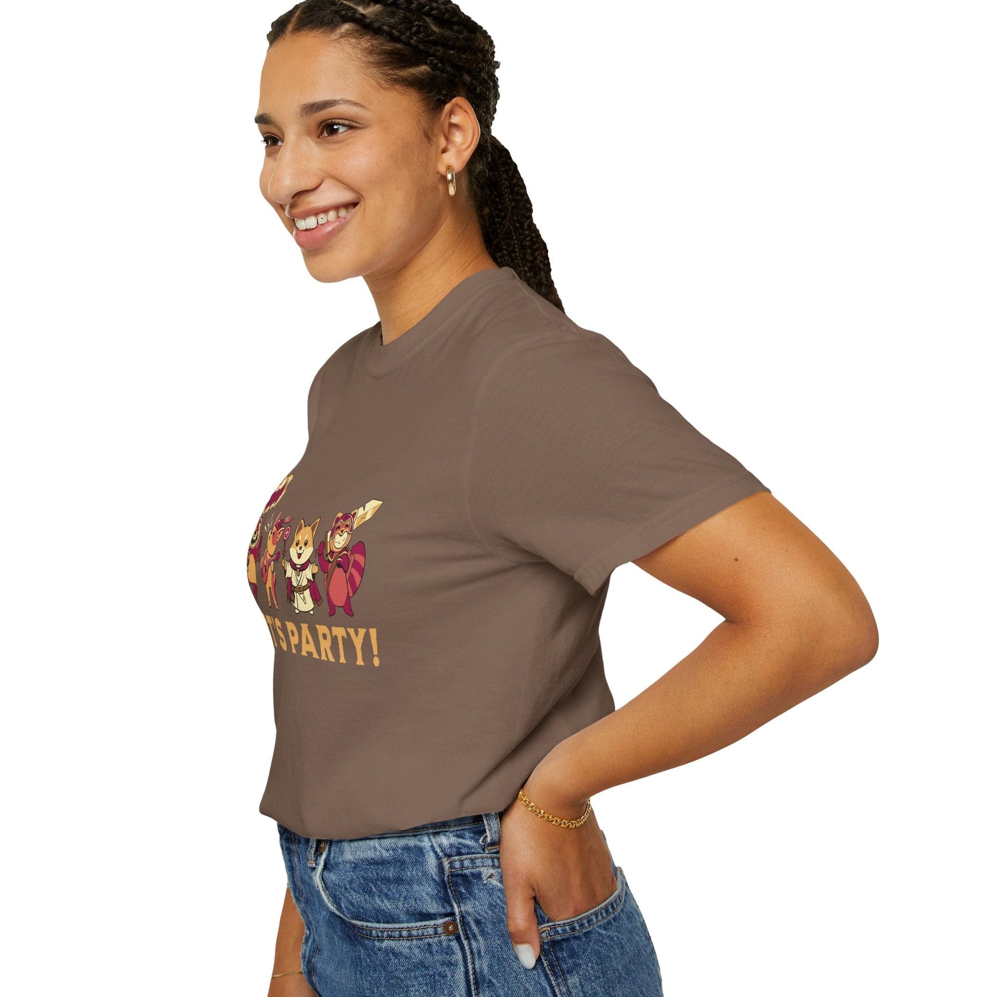 Printify T-Shirt Let’s Party – Cute D&D Adventuring Party T-Shirt - Comfort Colors