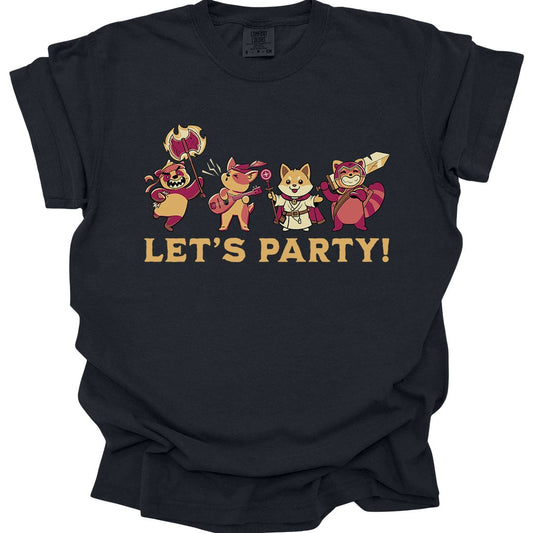 Printify T-Shirt Black / S Let’s Party – Cute D&D Adventuring Party T-Shirt - Comfort Colors