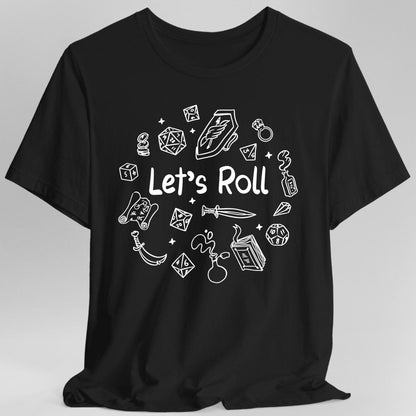 Printify T-Shirt Black / S Let's Roll Doodle DnD Shirt