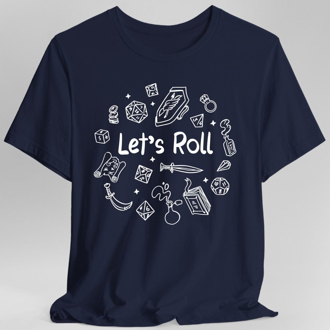 Printify T-Shirt Navy / S Let's Roll Doodle DnD Shirt
