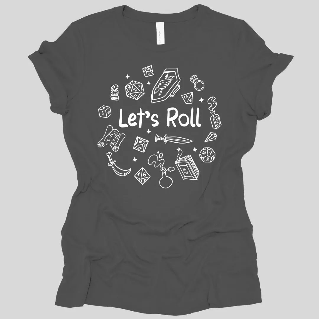 Printify T-Shirt Asphalt / S Let's Roll Doodle Women's Tee