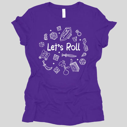 Printify T-Shirt Team Purple / S Let's Roll Doodle Women's Tee