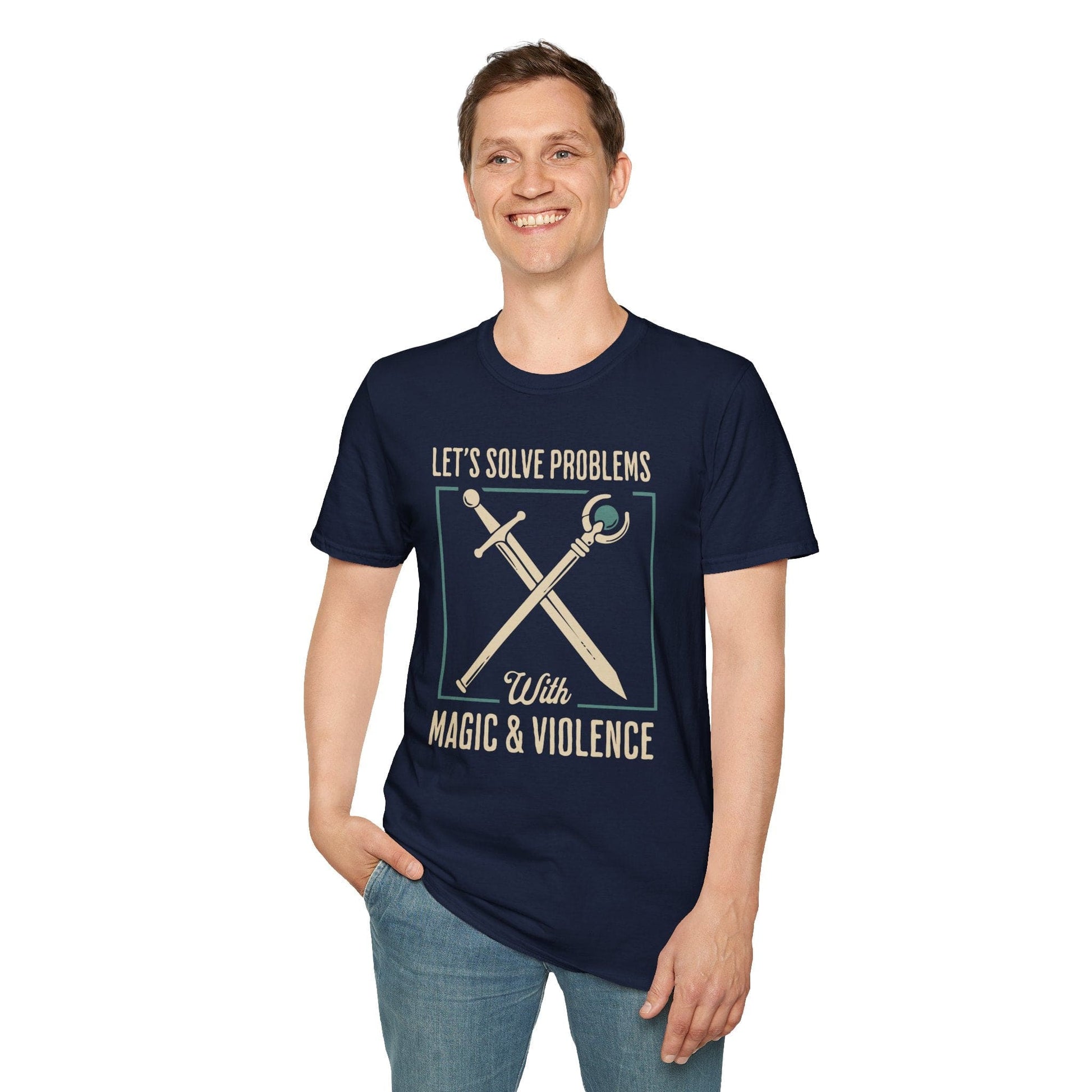 Printify T-Shirt Lets Solve Problems with Magic & Violence T-Shirt