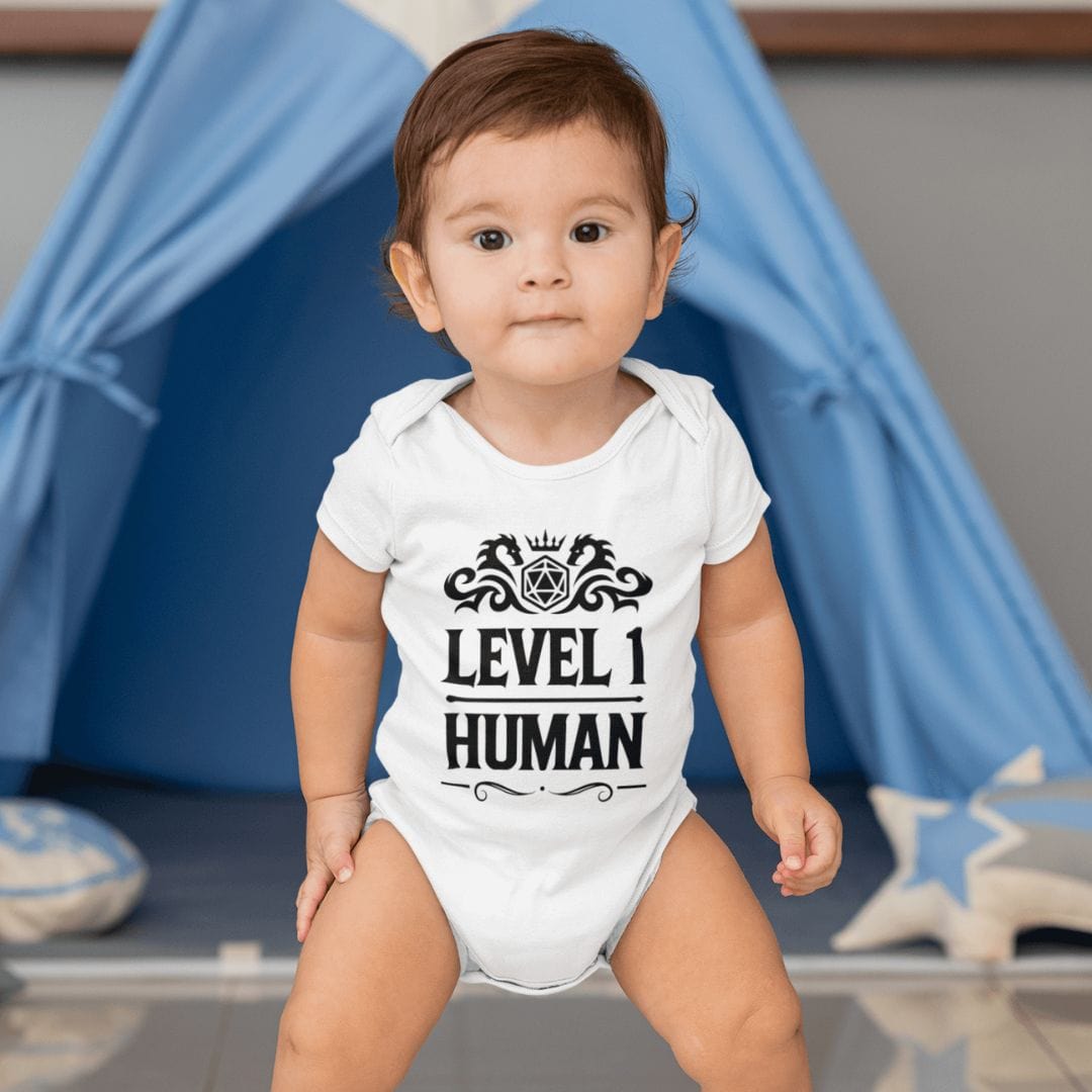 Printify Kids clothes Level 1 Human Onesie - D&D Baby Bodysuit