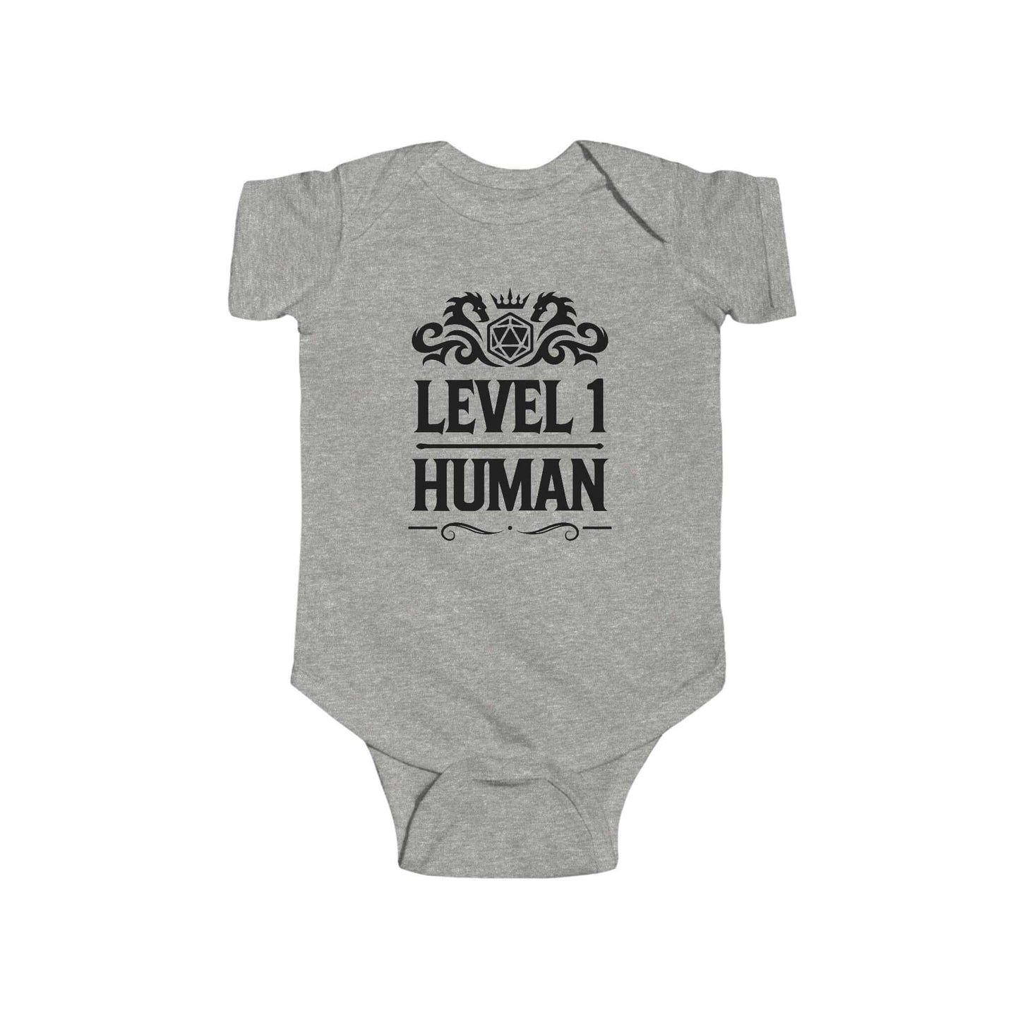 Printify Kids clothes Heather / NB (0-3M) Level 1 Human Onesie - D&D Baby Bodysuit