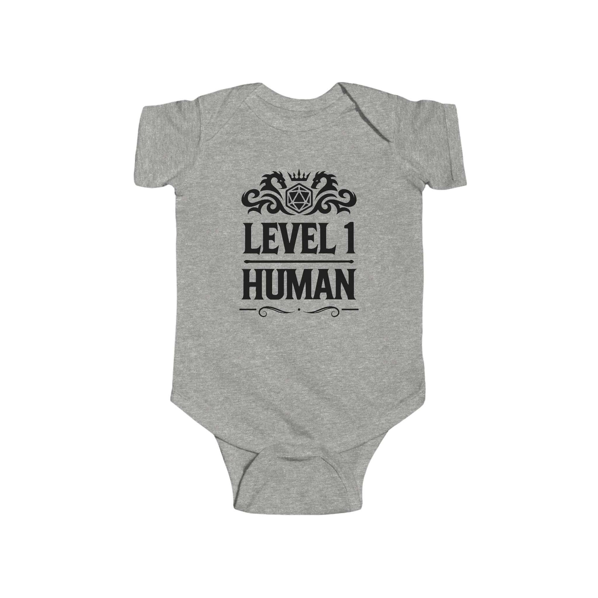 Printify Kids clothes Heather / NB (0-3M) Level 1 Human Onesie - D&D Baby Bodysuit