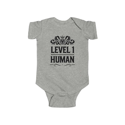 Printify Kids clothes Heather / NB (0-3M) Level 1 Human Onesie - D&D Baby Bodysuit