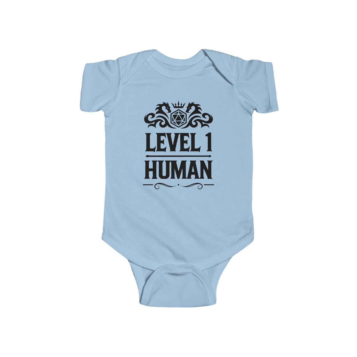 Printify Kids clothes Light Blue / NB (0-3M) Level 1 Human Onesie - D&D Baby Bodysuit