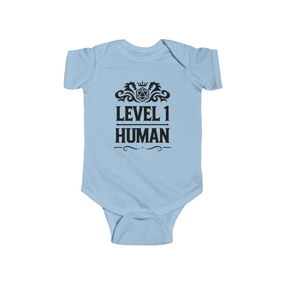 Printify Kids clothes Light Blue / NB (0-3M) Level 1 Human Onesie - D&D Baby Bodysuit