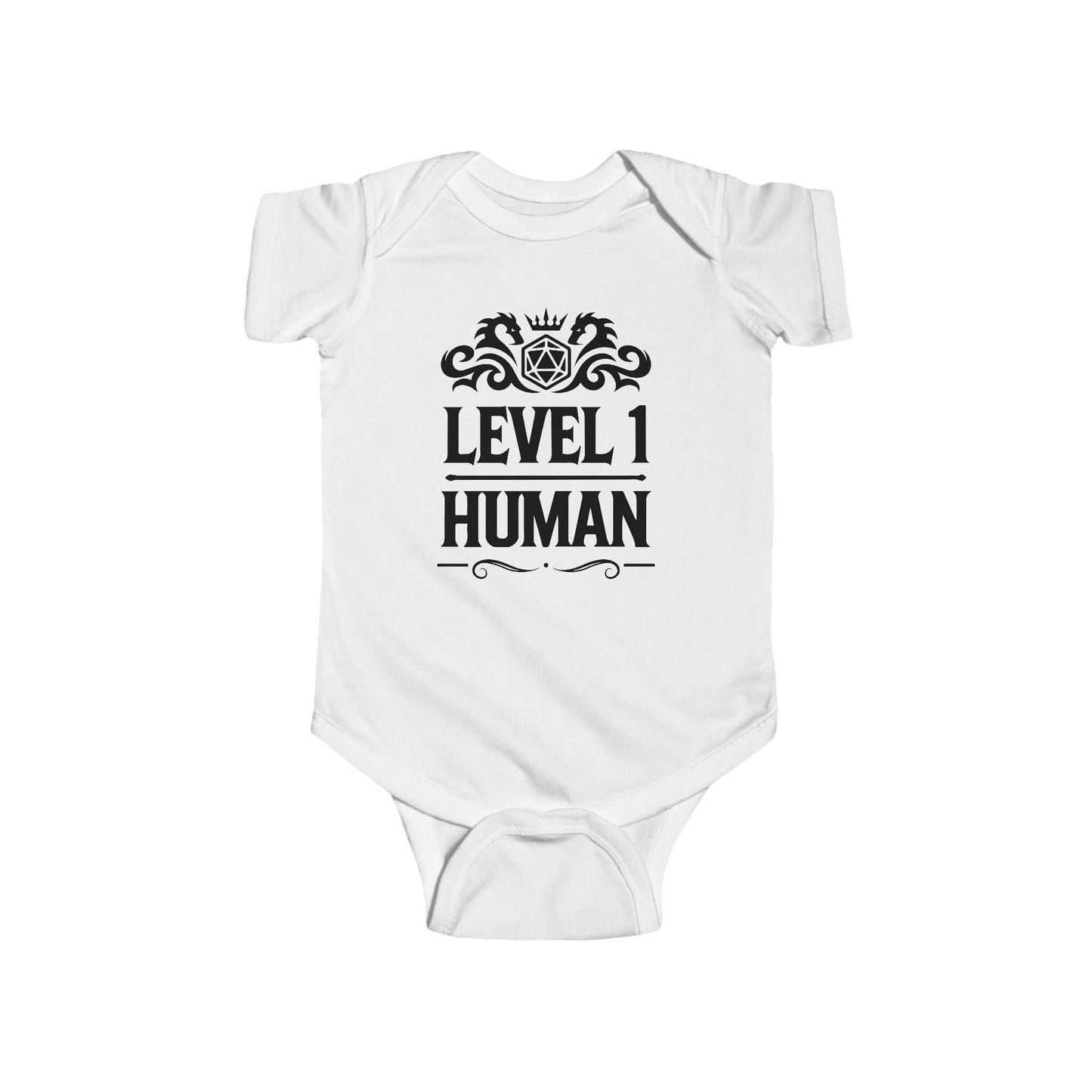 Printify Kids clothes White / 12M Level 1 Human Onesie - D&D Baby Bodysuit