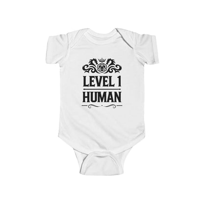 Printify Kids clothes White / 12M Level 1 Human Onesie - D&D Baby Bodysuit