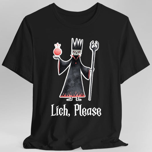 Printify T-Shirt Black / S Lich Please Funny D&D T-Shirt