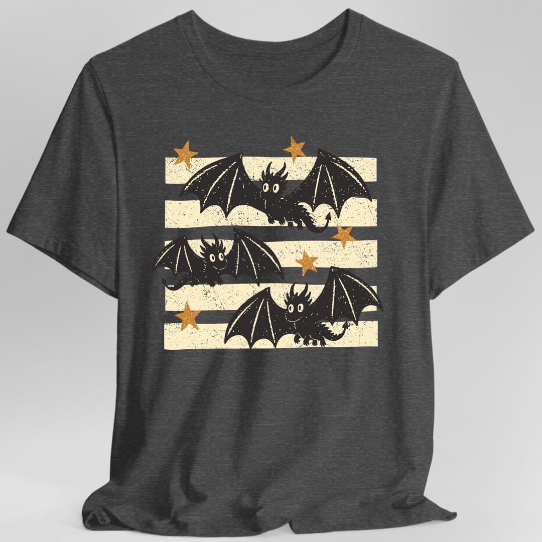 The same Little Dragons design, on a dark heather t-shirt.