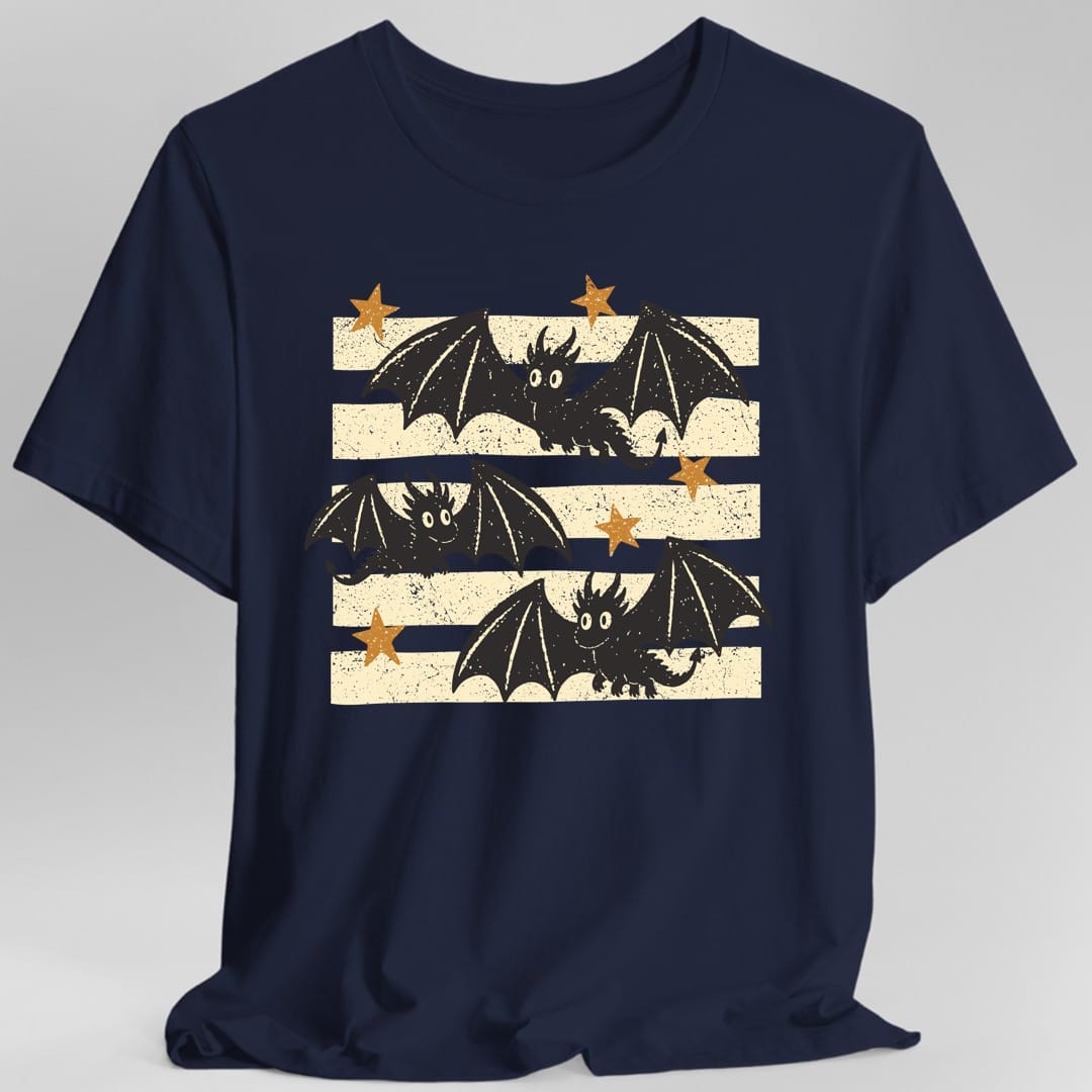The same Little Dragons design, on a navy t-shirt.