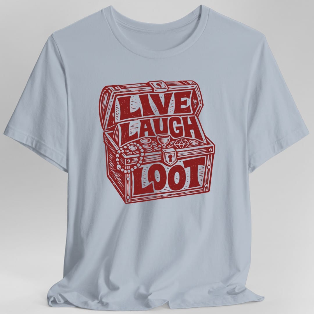Printify T-Shirt Light Blue / S Live Laugh Loot Woodcut T-Shirt