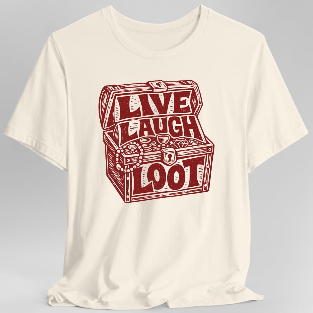 Printify T-Shirt Natural / S Live Laugh Loot Woodcut T-Shirt